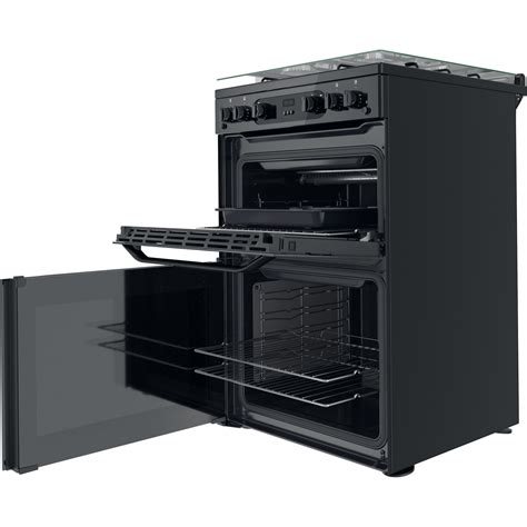 60cm gas double oven with lid